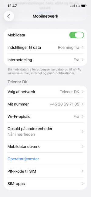 Scroll til og vælg PIN-kode til SIM