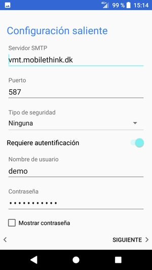 Introduzca la dirección de servidor saliente
