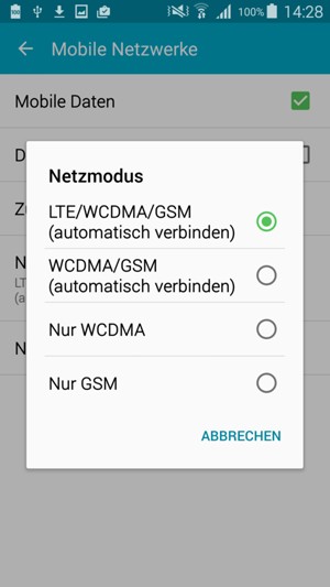 Wählen Sie Nur GSM, um 2G zu aktivieren