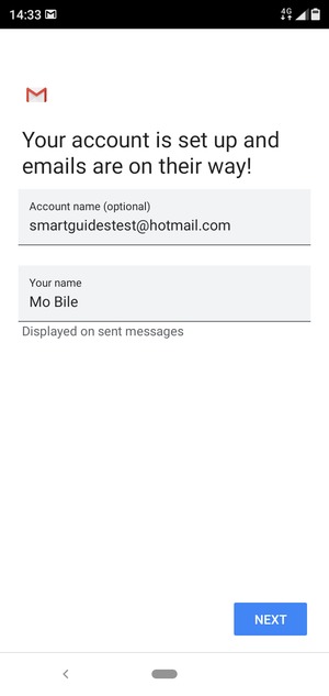 Give your account a name and enter your name. Select NEXT