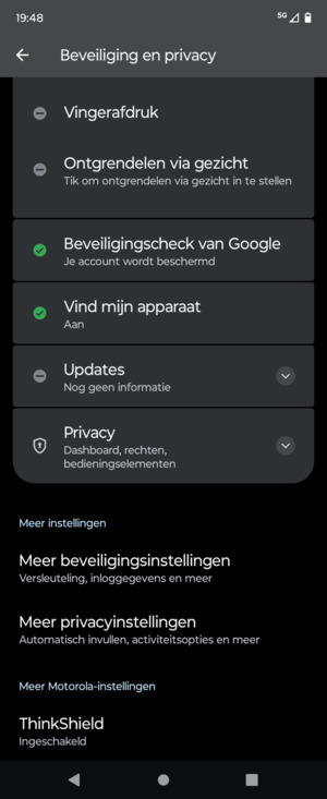 Scroll naar en selecteer Meer beveiligingsinstellingen