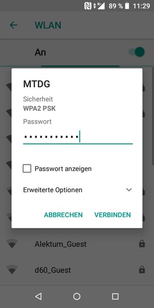 Geben Sie das WLAN-Passwort ein und wählen Sie VERBINDEN