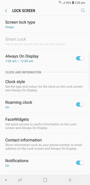 Select Screen lock type