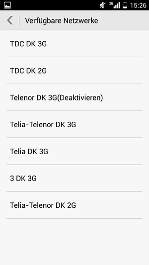 Wählen Sie einen Netzbetreiber von der Liste