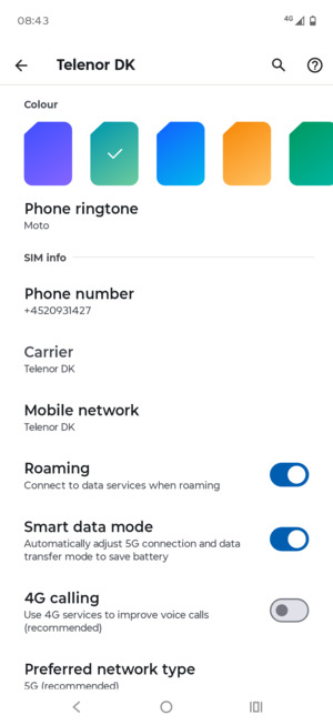 Turn Roaming on or off