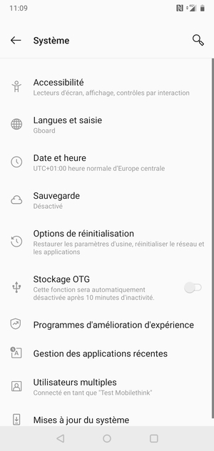Sélectionnez Sauvegarde