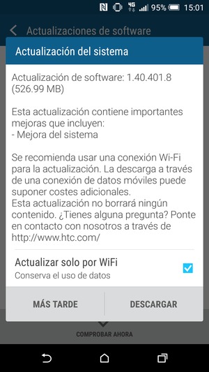 Si el teléfono no está actualizado, seleccione DESCARGAR
