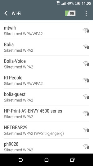 Velg det trådløse nettverket du vil koble til