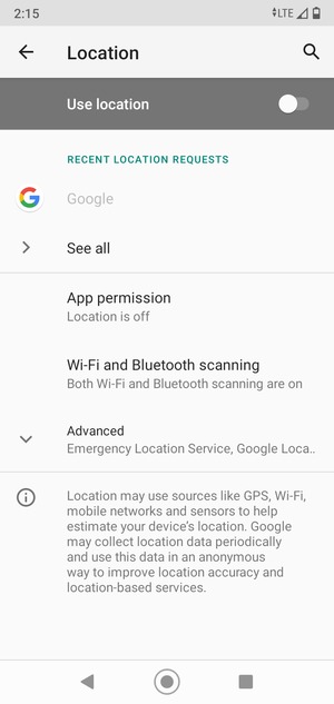 Turn off Use location