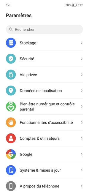 Faites défiler et sélectionnez Système & mises à jour