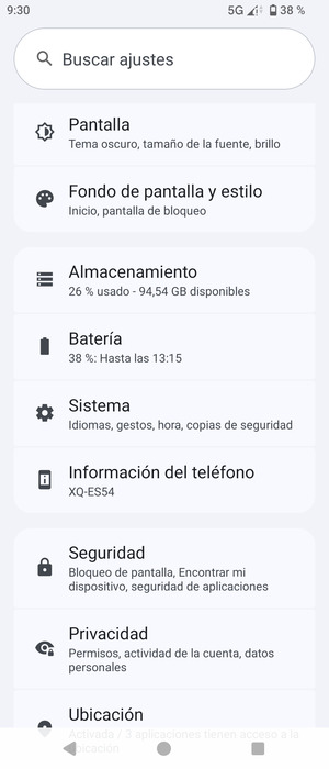 Desplácese y seleccione Sistema