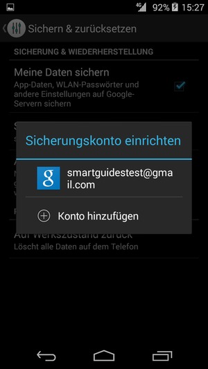 Wählen Sie Ihr Konto für Backup