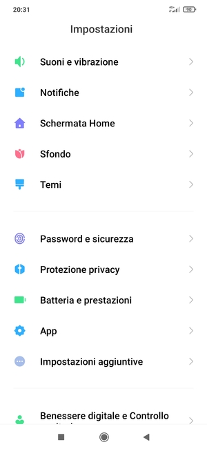 Scorri e seleziona Password e sicurezza