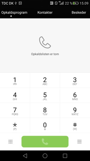 Tryk og hold 1-tallet nede