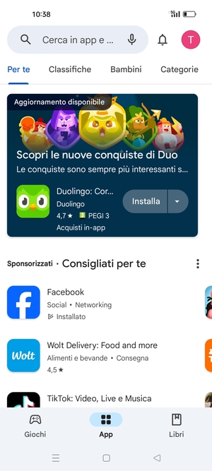 Seleziona la barra di ricerca