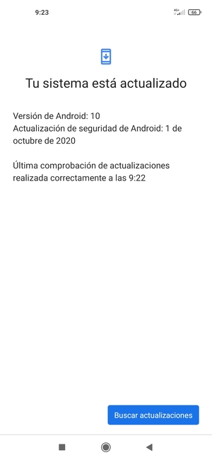 Si su teléfono está actualizado, verá la siguiente pantalla