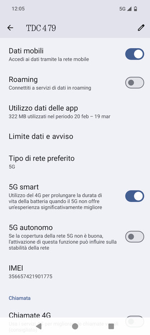 Scorri e seleziona Tipo di rete preferito