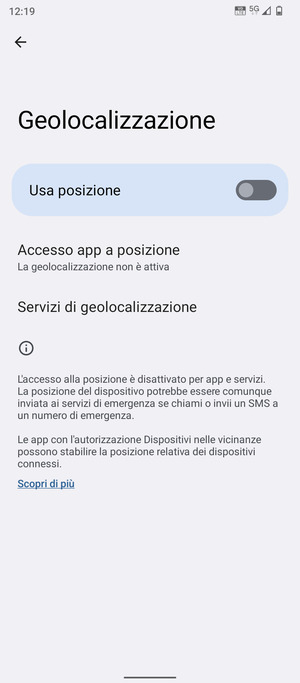 Disattiva Usa posizione