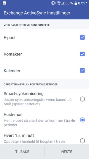 Velg NESTE