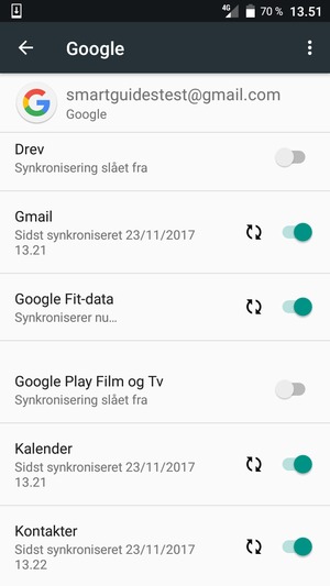Dine oplysninger vil blive synkroniseret