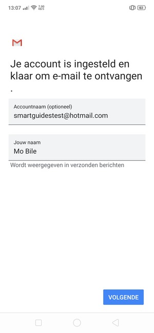Geef uw account een naam en voer uw naam in. Selecteer VOLGENDE