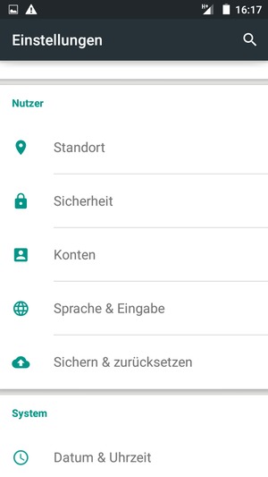 Scrollen Sie und wählen Sie Sicherheit