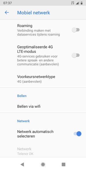 Selecteer Voorkeursnetwerktype
