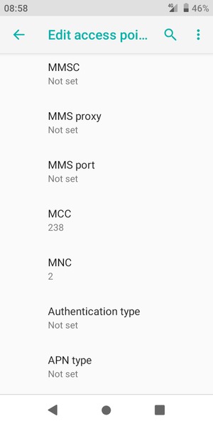 Scroll down and enter MMS information