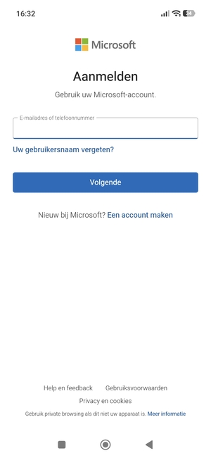 Voer uw Hotmail adres in en selecteer Volgende