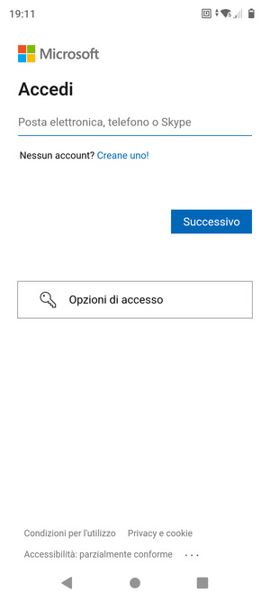 Inserisci il tuo indirizzo email e seleziona Successivo