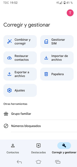 Seleccione Gestionar SIM