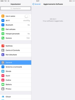 Se il tuo iPad è aggiornato, vedrai la schermata seguente.