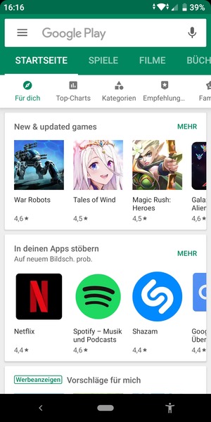Wählen Sie die Suchleiste