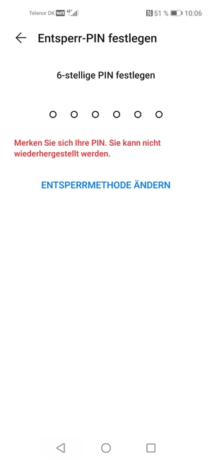 Wählen Sie ENTSPERRMETHODE ÄNDERN
