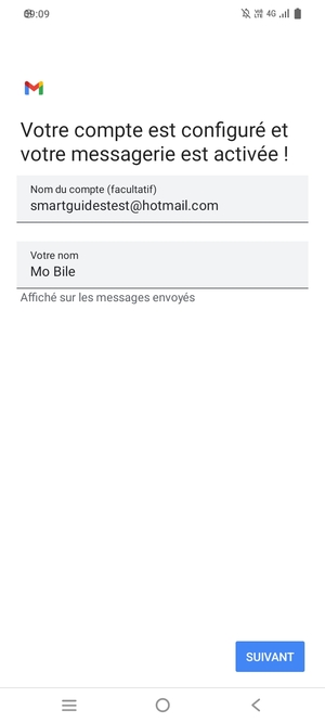 Donnez un nom à votre compte et saisissez votre nom. Sélectionnez SUIVANT