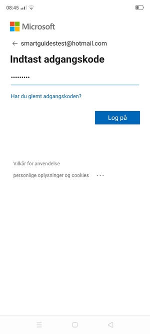 Indtast din adgangskode og vælg Log på