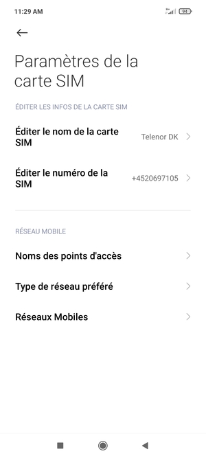 Sélectionnez Réseaux Mobiles