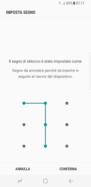 Disegna nuovamente la sequenza di sblocco e seleziona CONFERMA