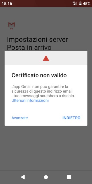 Seleziona INDIETRO