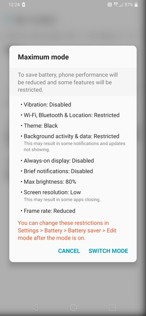 Select SWITCH MODE