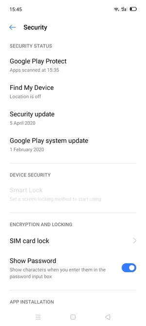 Scroll to and select  SIM card lock