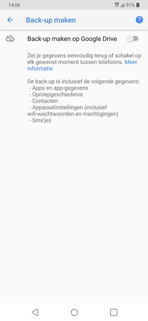 Schakel Back-up maken op Google Drive in