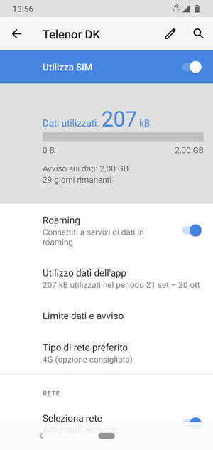 Attiva o disattiva Roaming