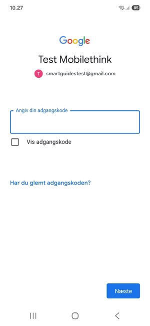 Indtast din Gmail adgangskode og vælg Næste