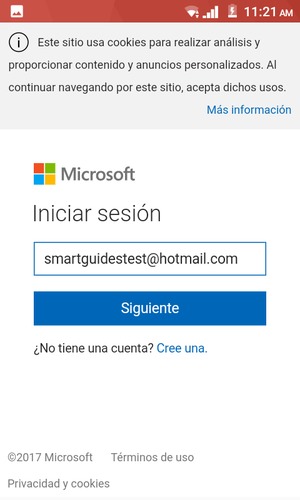 Introduzca su Dirección de correo electrónico y seleccione Siguiente