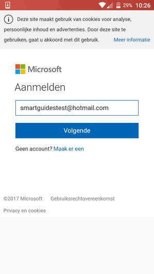 Voer uw e-mailadres in en selecteer Volgende