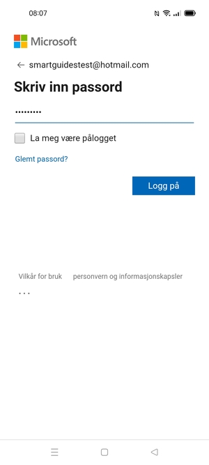 Skriv inn passord og velg Logg på