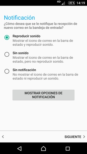 Seleccione la opción deseada y seleccione SIGUIENTE
