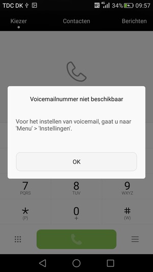Als uw voicemail niet geïnstalleerd is, selecteert u OK