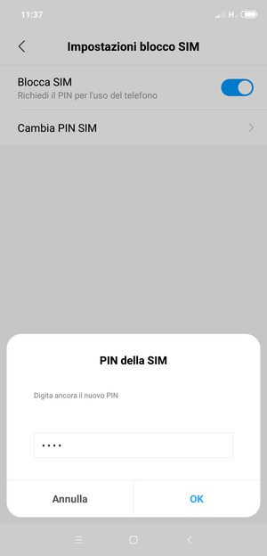 Conferma il nuovo PIN e seleziona OK